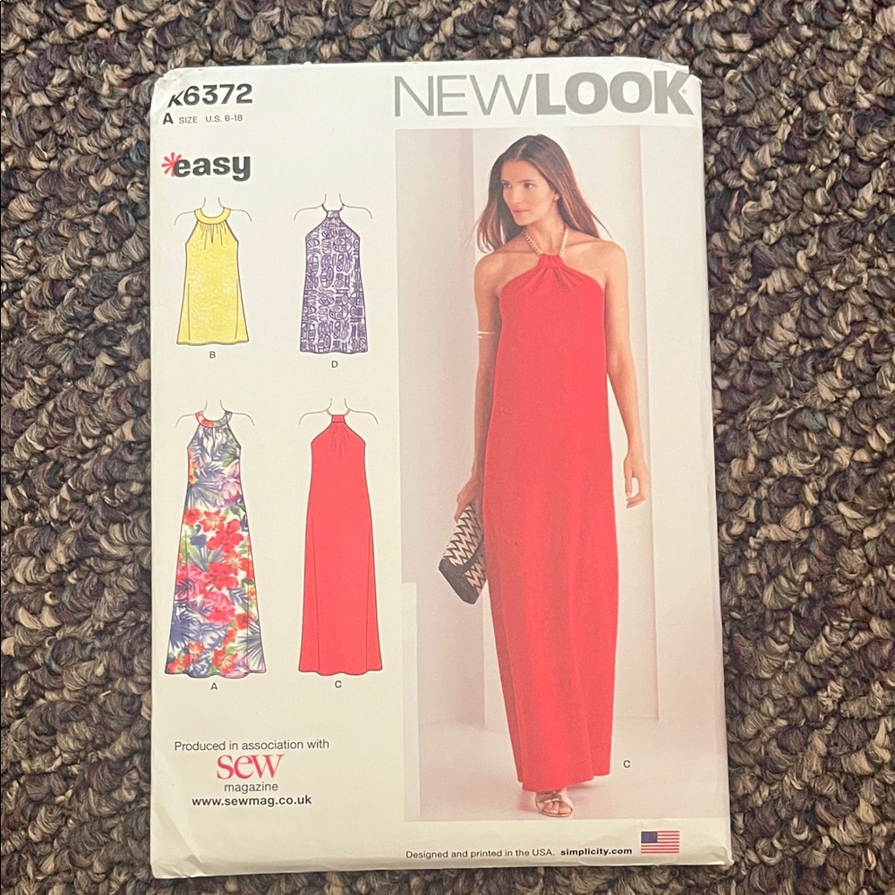 Simplicity New Look Halter Maxi Dress Pattern - Sz 6-18 UNCUT